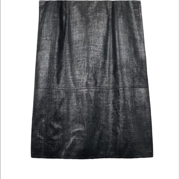 AKRIS Black Mountain Ash Metallic Bodycon 100% Lamb Leather Sleeveless Dress 10 - Picture 4 of 11